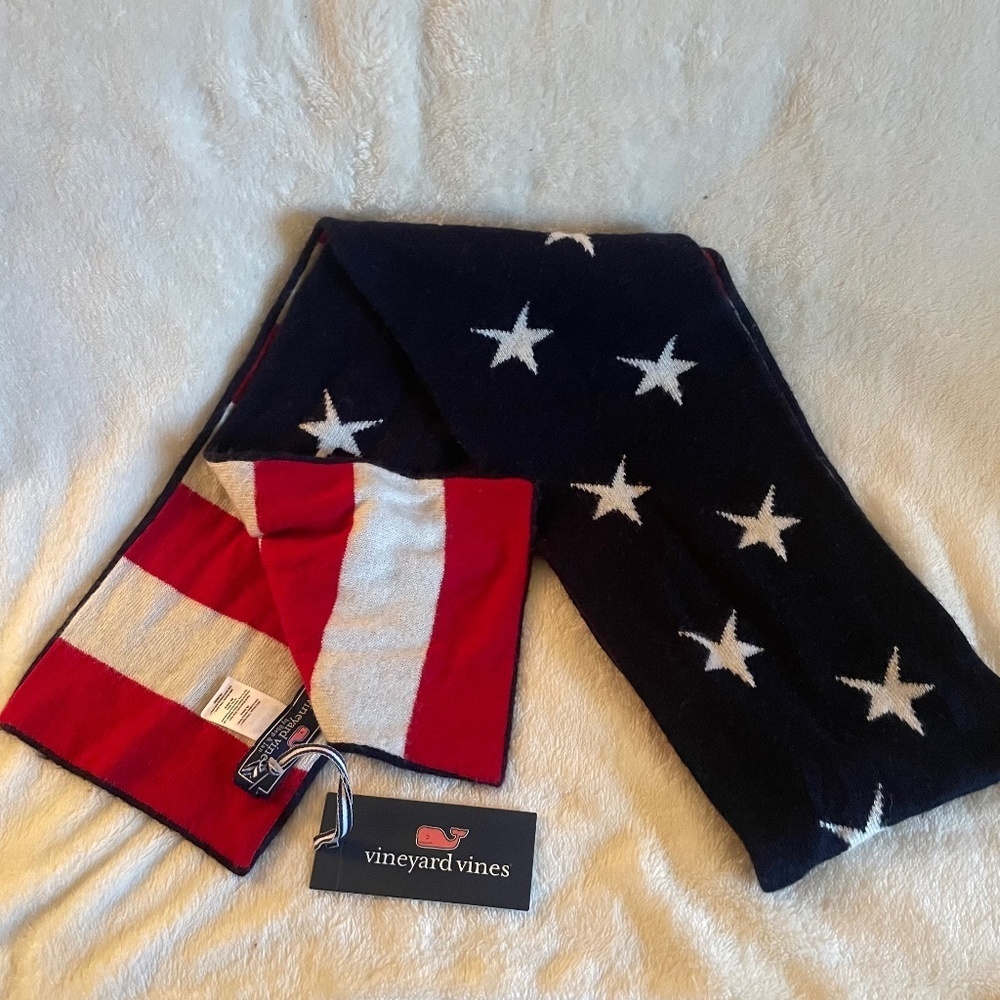 Vineyard Vines Boys Stars‎ and Stripes Navy Red Scarf
